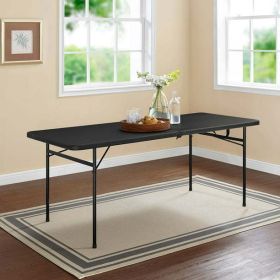 6 Foot Bi-Fold Plastic Folding Table, Black