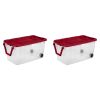 160 Qt. Wheeled Storage Box Plastic, Infra Red, Set of 2