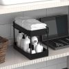 2-Tier Under Sink Shelf Organizer Space Saving Under Bathroom Sink Storage Rack w/ 4 Hooks