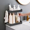 2-Tier Under Sink Shelf Organizer Space Saving Under Bathroom Sink Storage Rack w/ 4 Hooks