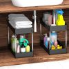 2-Tier Under Sink Shelf Organizer Space Saving Under Bathroom Sink Storage Rack w/ 4 Hooks