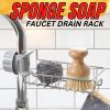 Drain Rack Storage Holder Shelf Kitchen Sink Faucet Sponge Soap Cloth Rack Mount