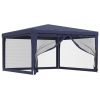 Party Tent with 4 Mesh Sidewalls Blue 13.1'x13.1' HDPE