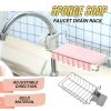 Drain Rack Storage Holder Shelf Kitchen Sink Faucet Sponge Soap Cloth Rack Mount