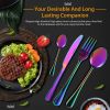 4Pcs Flatware Set Stainless Steel Silverware Cutlery Kitchen Utensil Set with Fork Knife Tea Spoon