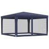 Party Tent with 4 Mesh Sidewalls Blue 13.1'x13.1' HDPE