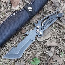 Mechanical Tools Knife Vehicle Camping Meat Cutting Straight Knife (Color: black)